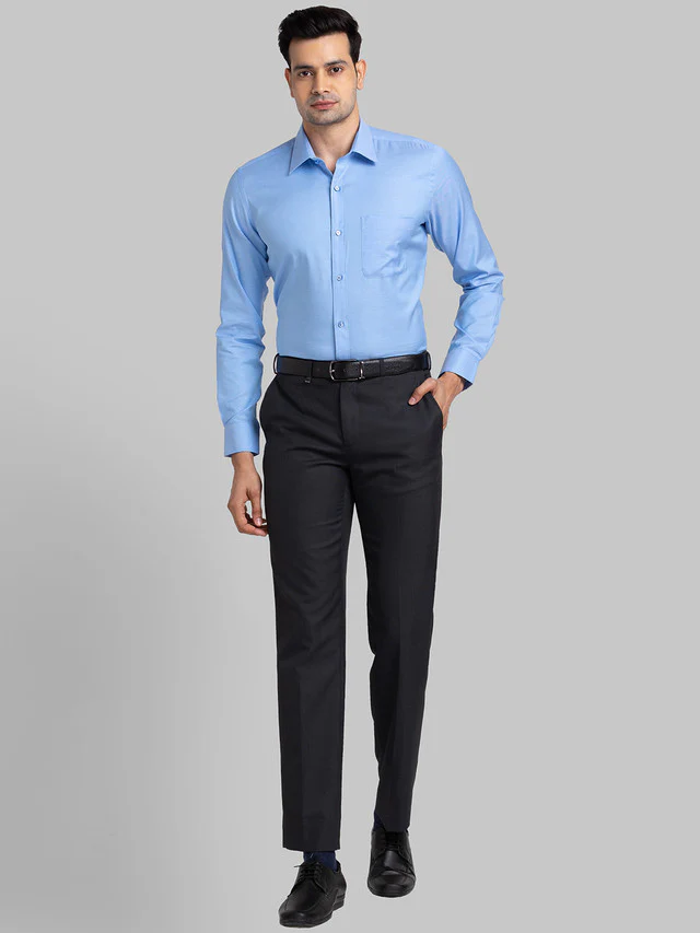 Raymond Blue Structure Contemporary Fit Full Sleeve Cotton Shirt - Image 5
