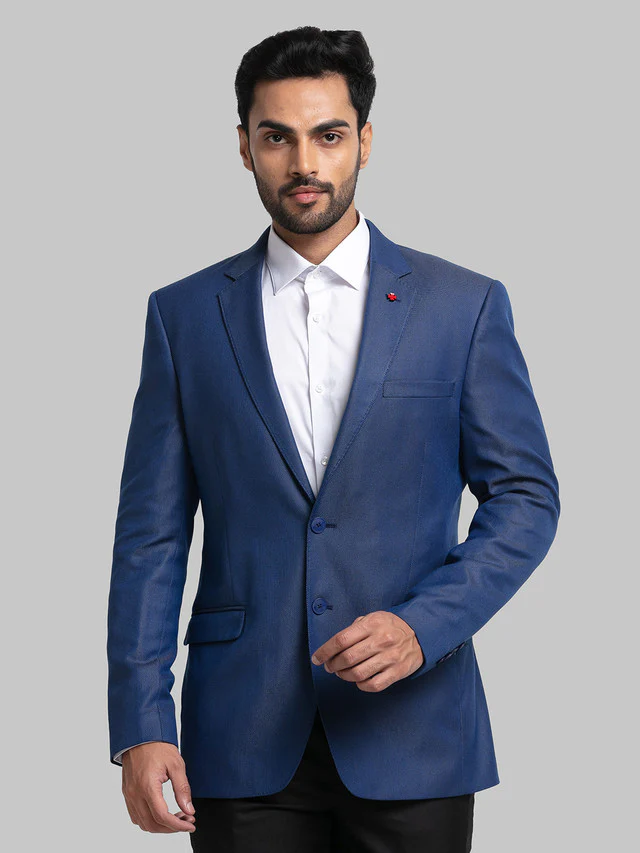 Raymond Blue Structure Contemporary Fit Polyester Blend Blazer