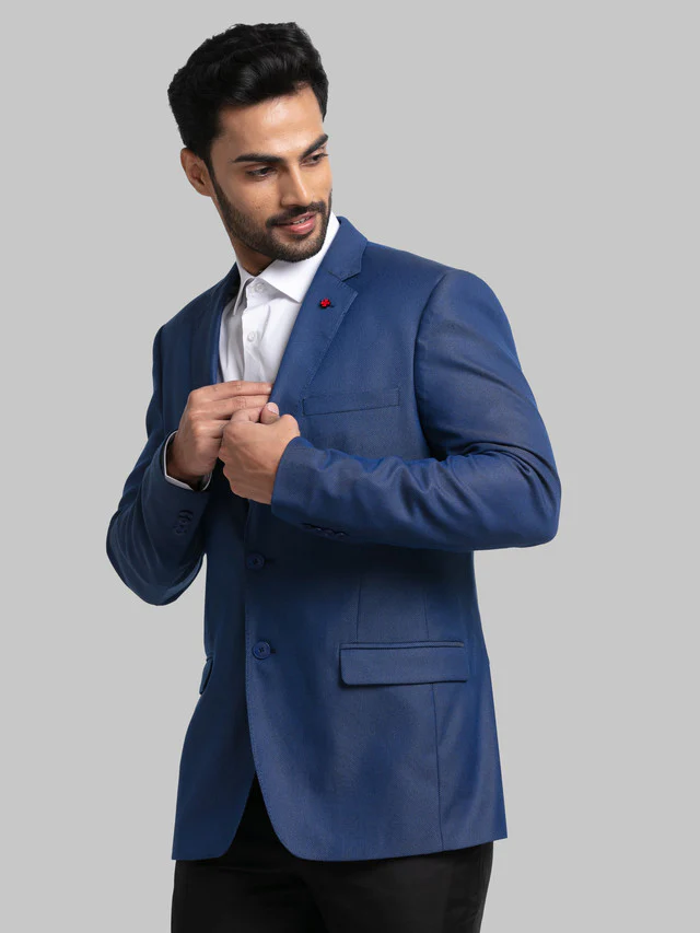 Raymond Blue Structure Contemporary Fit Polyester Blend Blazer - Image 2