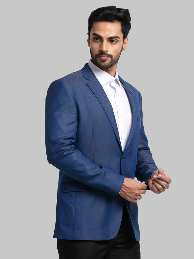 Raymond Blue Structure Contemporary Fit Polyester Blend Blazer - Image 3