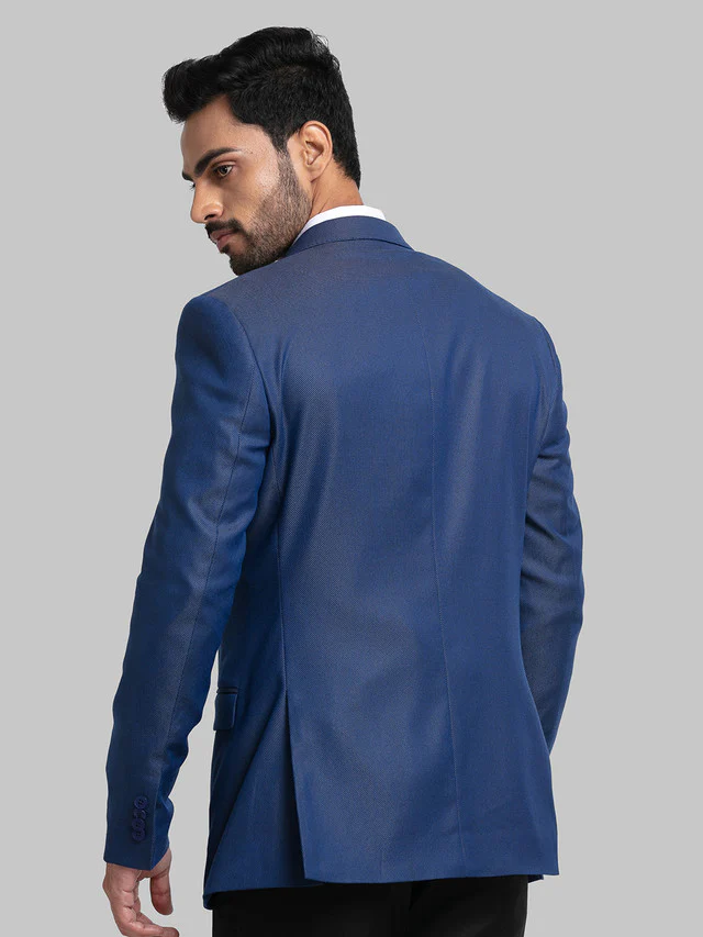 Raymond Blue Structure Contemporary Fit Polyester Blend Blazer - Image 4