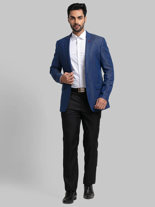 Raymond Blue Structure Contemporary Fit Polyester Blend Blazer - Image 5