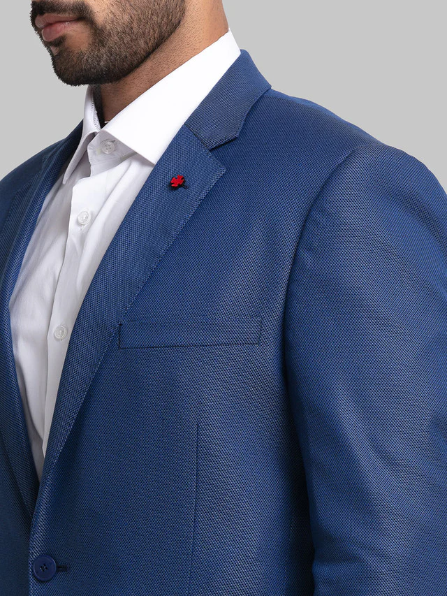 Raymond Blue Structure Contemporary Fit Polyester Blend Blazer - Image 6