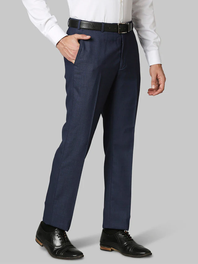 Raymond Blue Structure Contemporary Fit Polyester Blend Trouser - Image 2