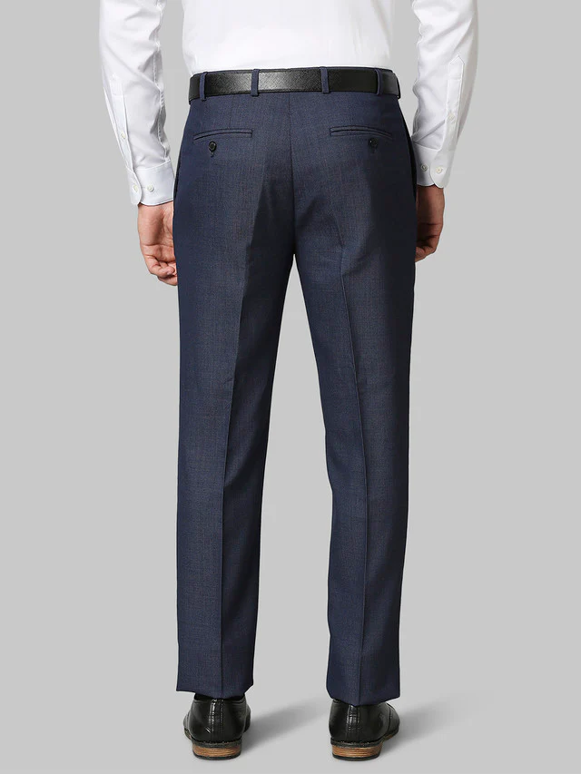 Raymond Blue Structure Contemporary Fit Polyester Blend Trouser - Image 4