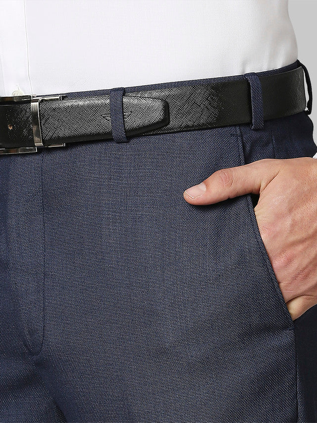 Raymond Blue Structure Contemporary Fit Polyester Blend Trouser - Image 6