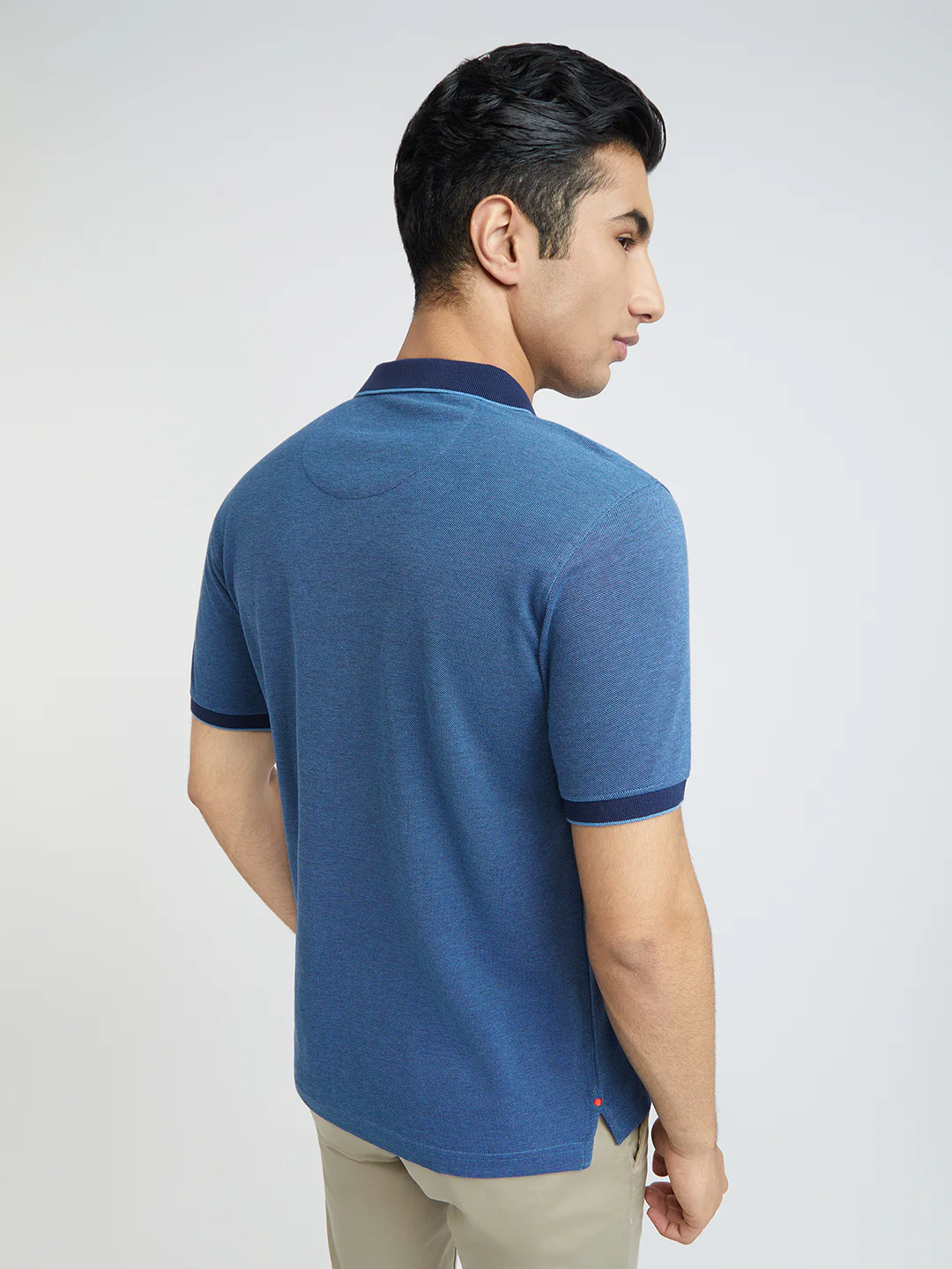 Raymond Blue Structure Modern Fit Half Sleeve Cotton T-Shirt - Image 4
