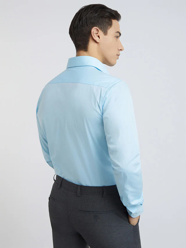Raymond Blue Structure Slim Fit Cotton Formal Shirt - Image 5