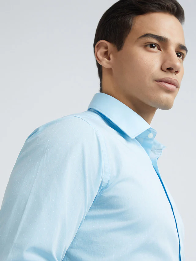 Raymond Blue Structure Slim Fit Cotton Formal Shirt - Image 7
