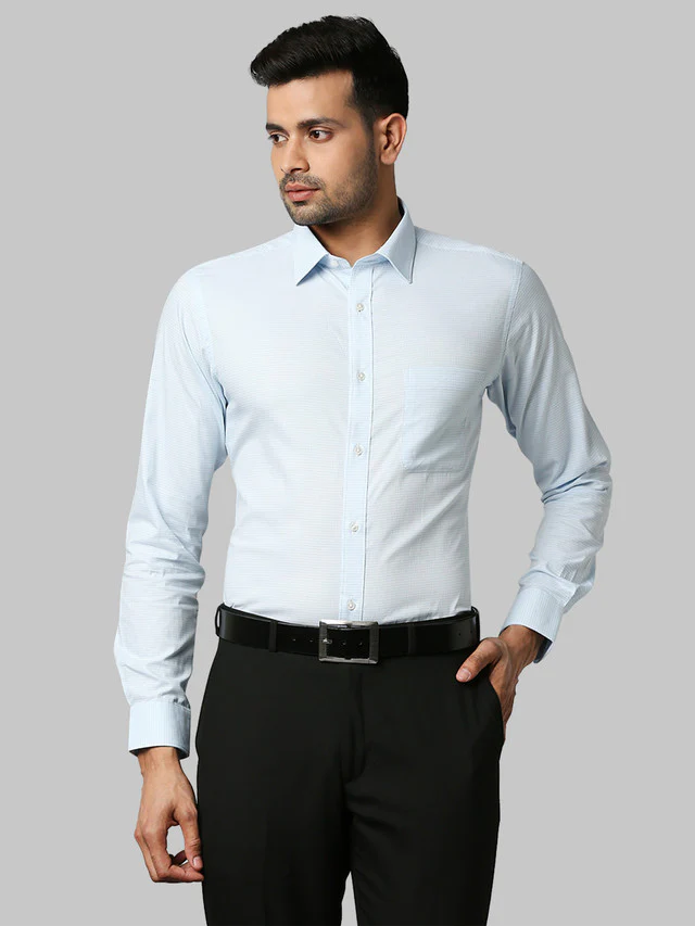 Raymond Blue Structure Slim Fit Cotton Formal Shirt