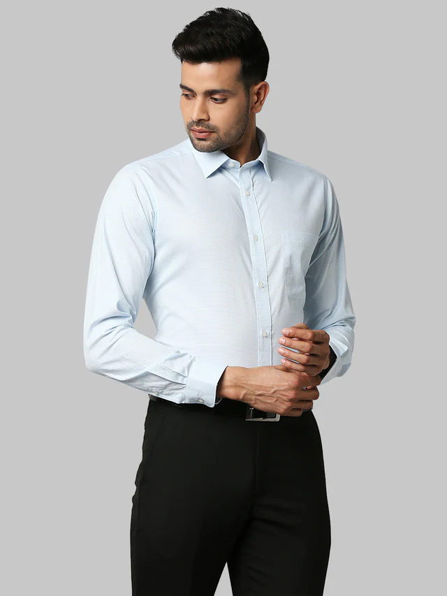 Raymond Blue Structure Slim Fit Cotton Formal Shirt - Image 2