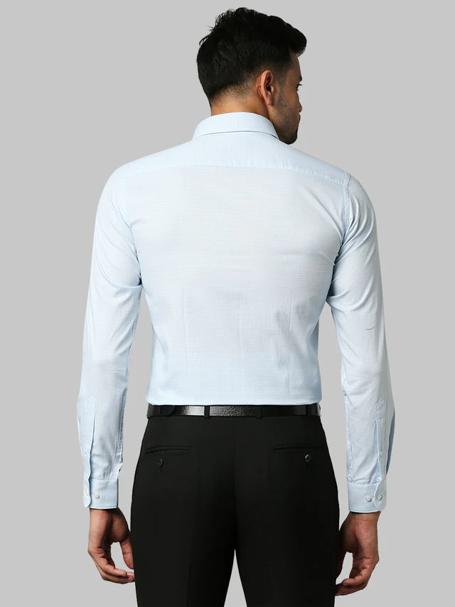 Raymond Blue Structure Slim Fit Cotton Formal Shirt - Image 4