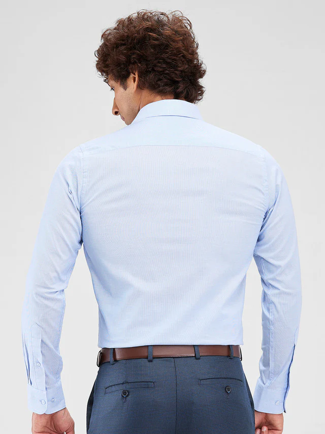 Raymond Blue Structure Slim Fit Cotton Formal Shirt - Image 4