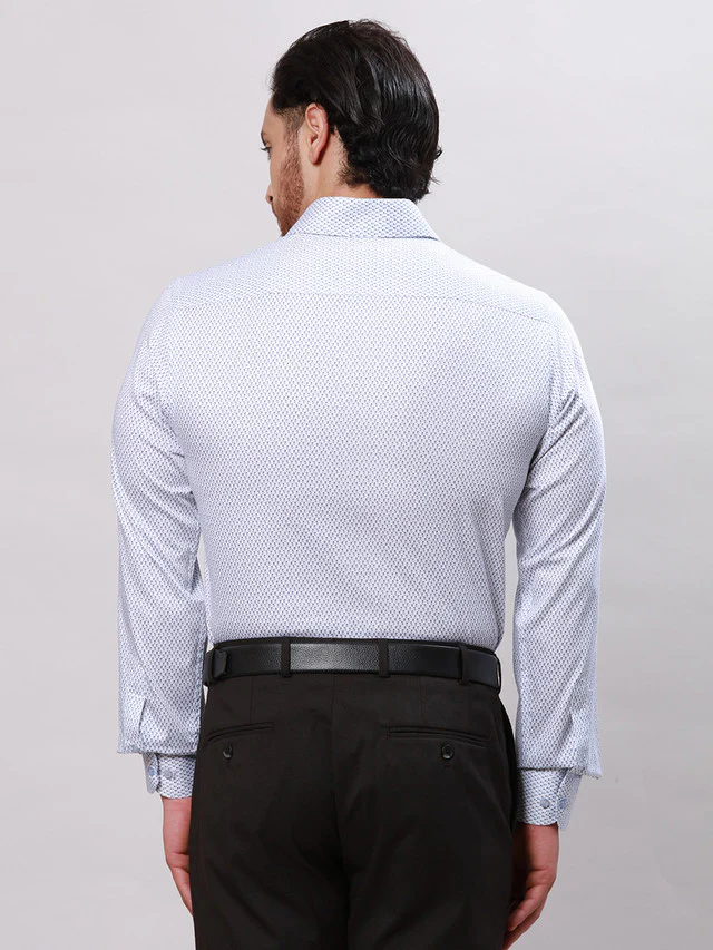 Raymond Blue Structure Slim Fit Full Sleeve Cotton Shirt - Image 4