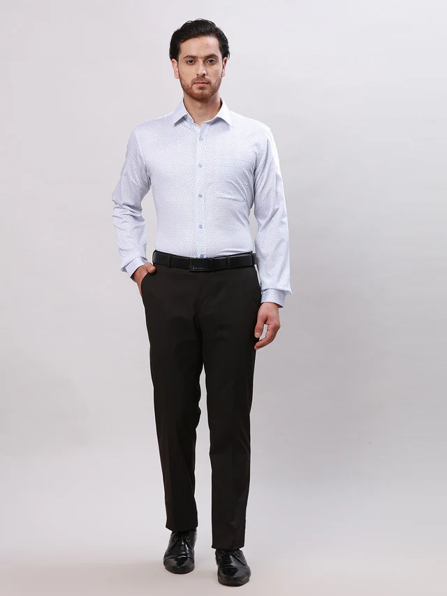 Raymond Blue Structure Slim Fit Full Sleeve Cotton Shirt - Image 5