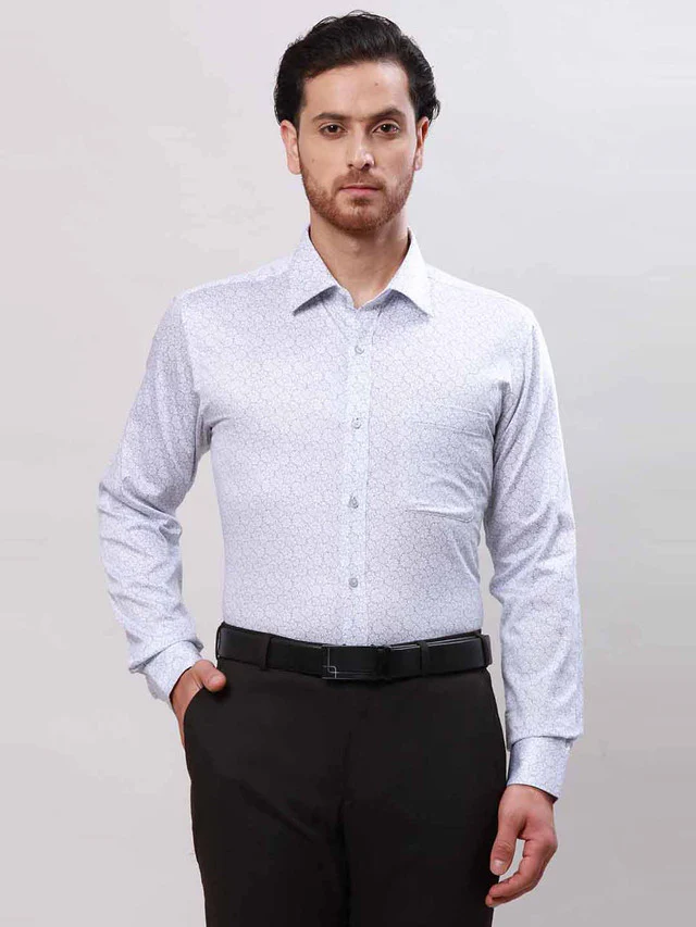 Raymond Blue Structure Slim Fit Full Sleeve Cotton Shirt