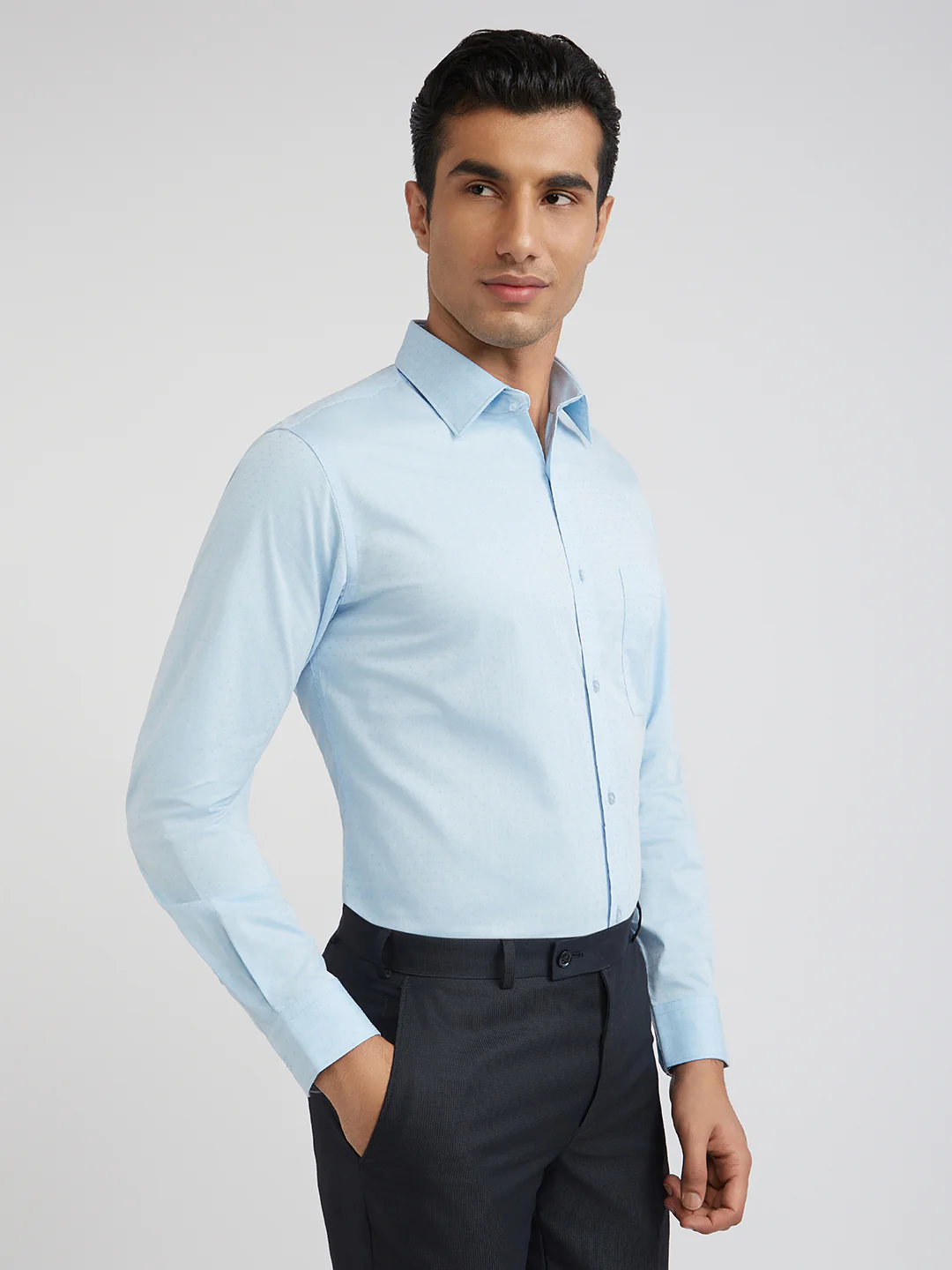 Raymond Blue Structure Slim Fit Full Sleeve Cotton Shirt