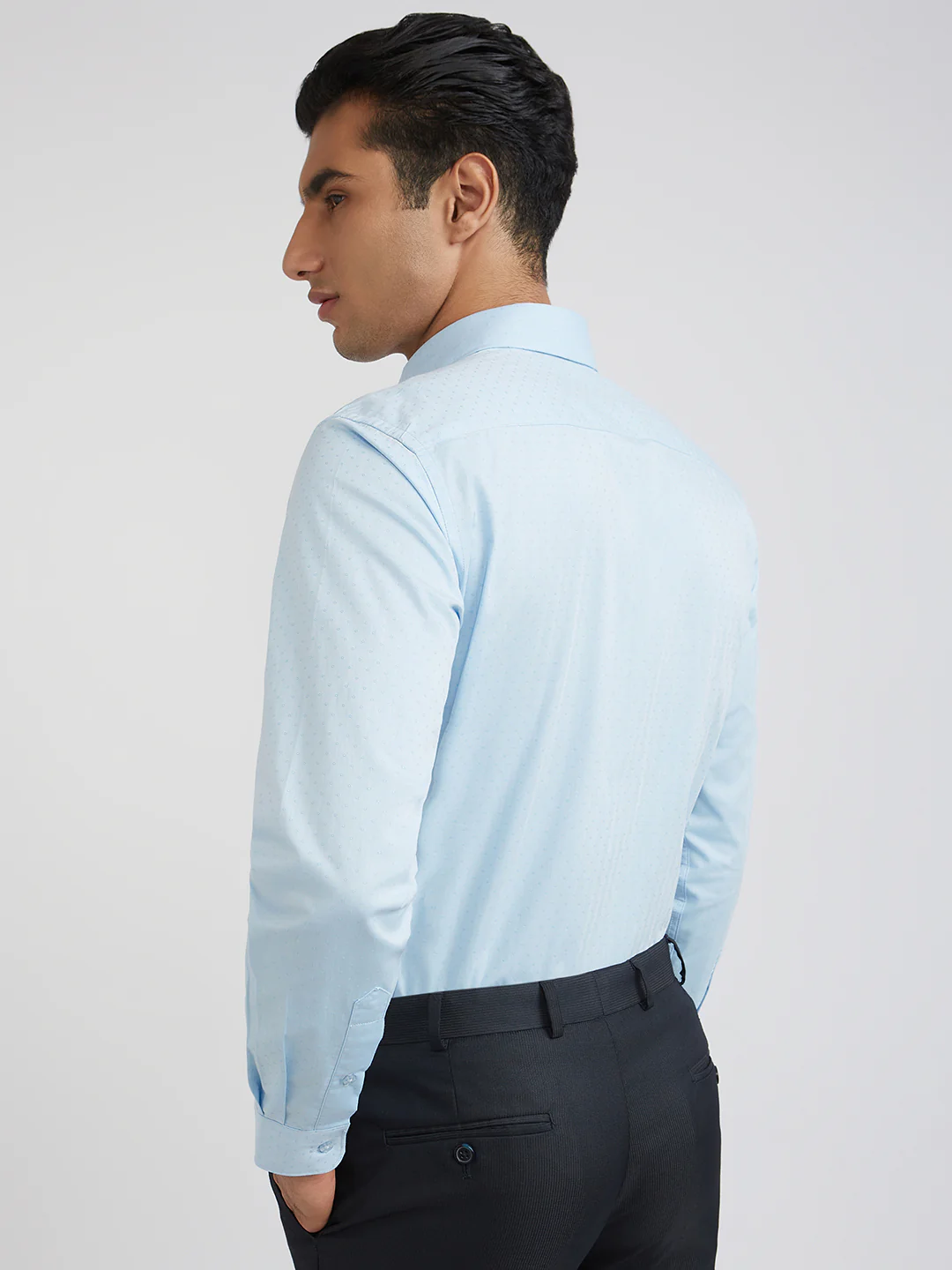 Raymond Blue Structure Slim Fit Full Sleeve Cotton Shirt - Image 2