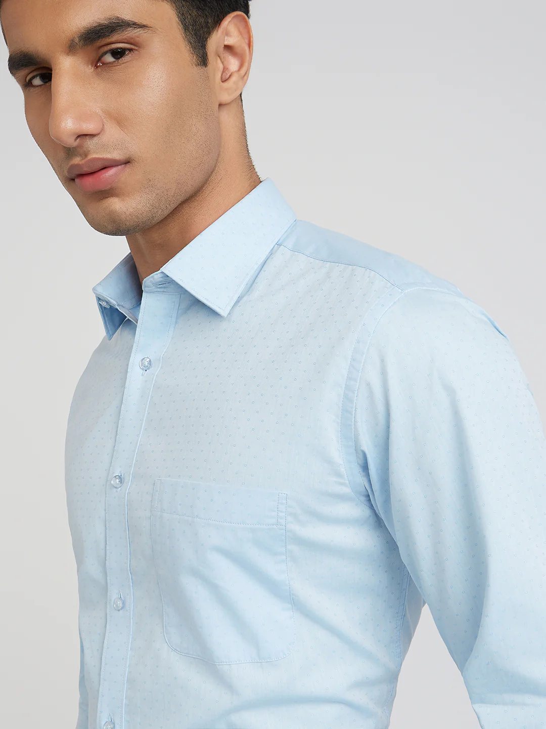 Raymond Blue Structure Slim Fit Full Sleeve Cotton Shirt - Image 7