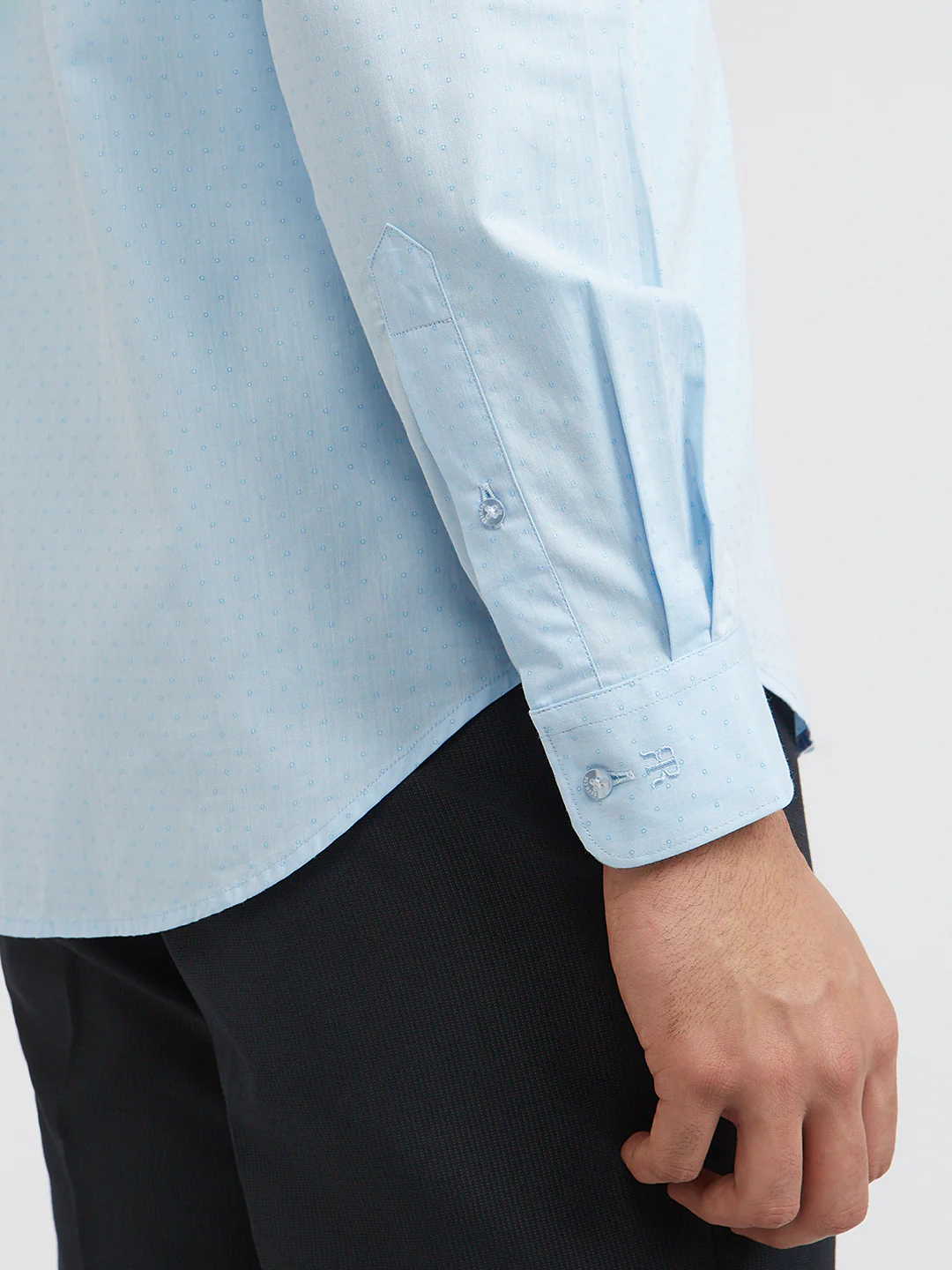Raymond Blue Structure Slim Fit Full Sleeve Cotton Shirt - Image 8