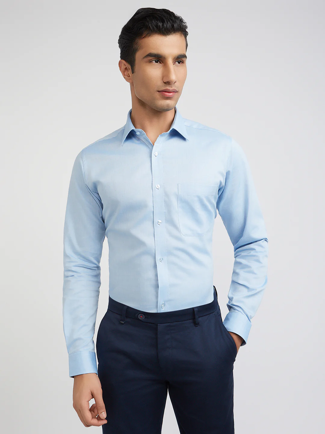 Raymond Blue Structure Slim Fit Full Sleeve Cotton Shirt