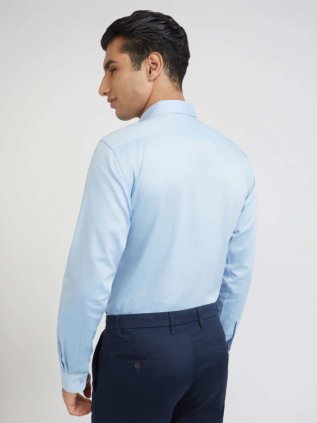 Raymond Blue Structure Slim Fit Full Sleeve Cotton Shirt - Image 5