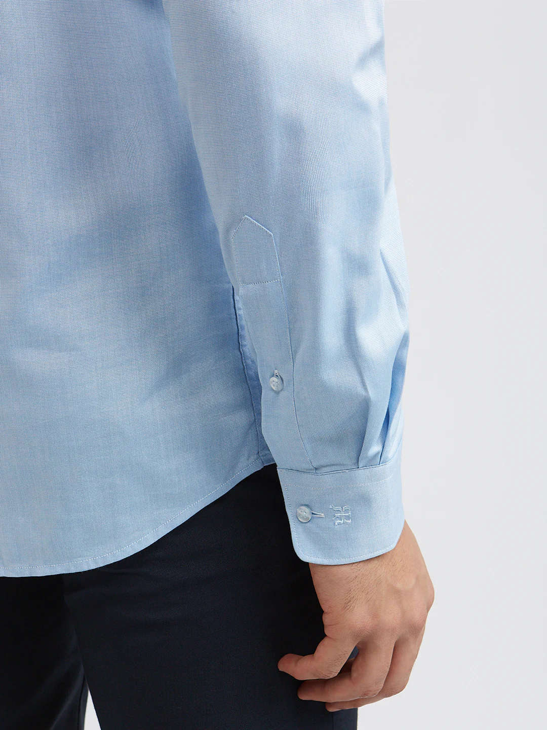 Raymond Blue Structure Slim Fit Full Sleeve Cotton Shirt - Image 8