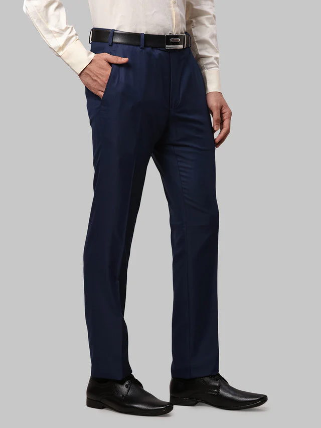 Raymond Blue Structure Slim Fit Polyester Blend Trouser - Image 2