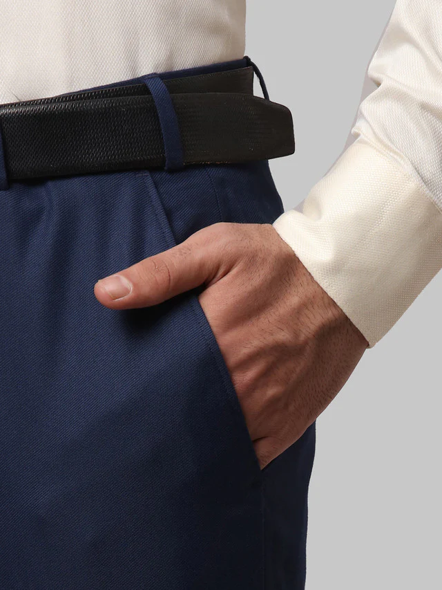 Raymond Blue Structure Slim Fit Polyester Blend Trouser - Image 6