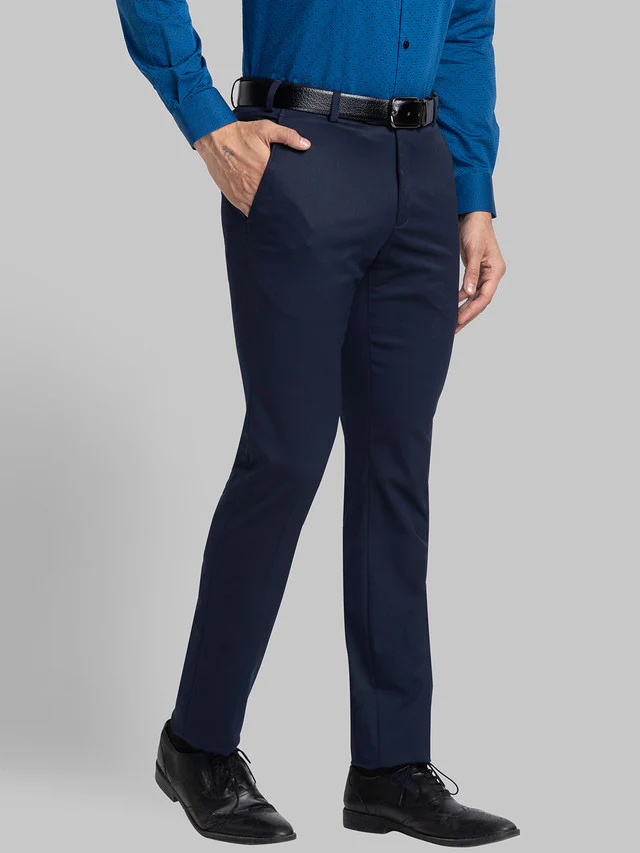 Raymond Blue Structure Slim Fit Polyester Blend Trouser - Image 2
