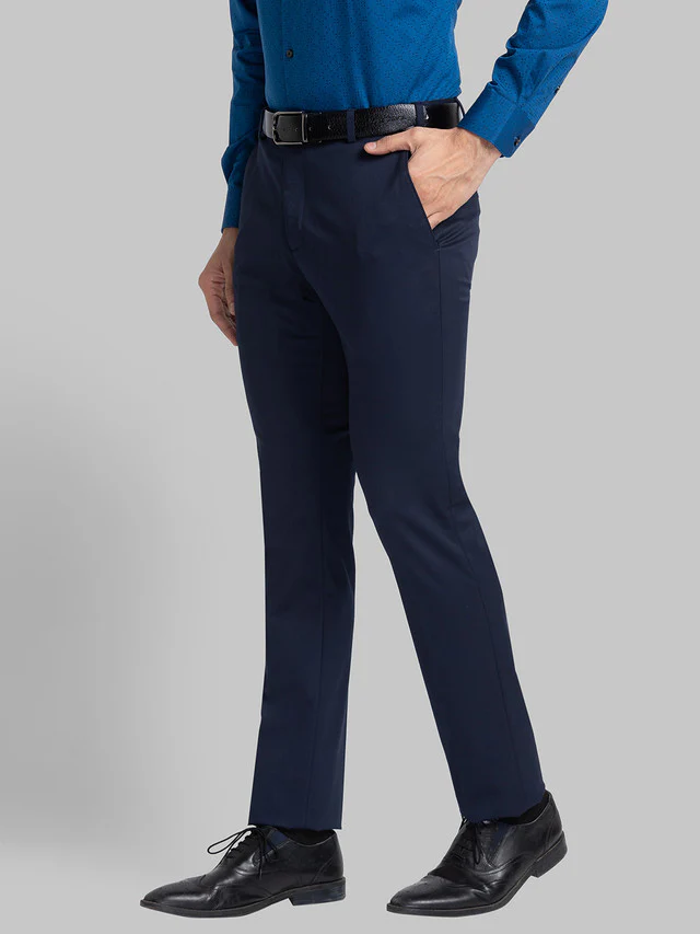 Raymond Blue Structure Slim Fit Polyester Blend Trouser - Image 3