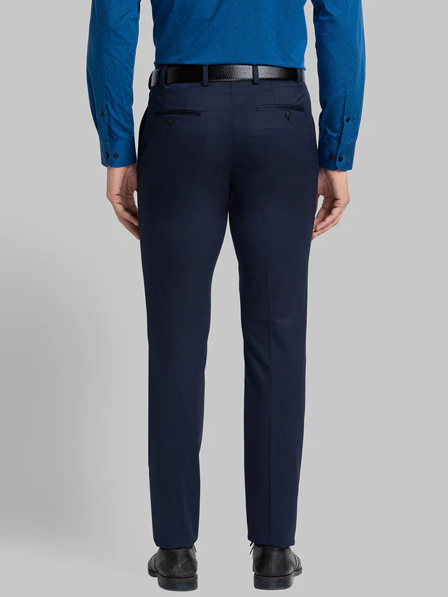 Raymond Blue Structure Slim Fit Polyester Blend Trouser - Image 4