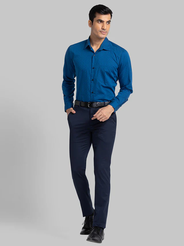 Raymond Blue Structure Slim Fit Polyester Blend Trouser - Image 5