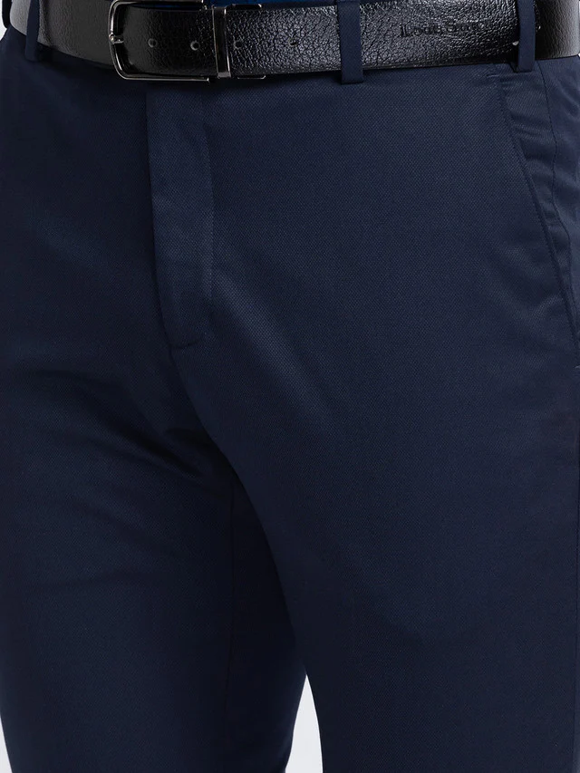 Raymond Blue Structure Slim Fit Polyester Blend Trouser - Image 6