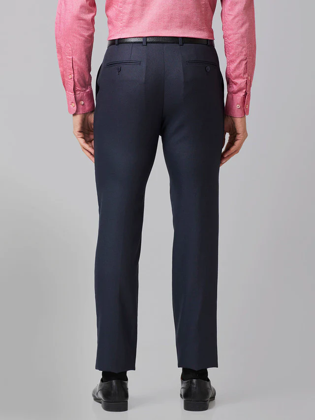 Raymond Blue Structure Slim Fit Polyester Blend Trouser - Image 5