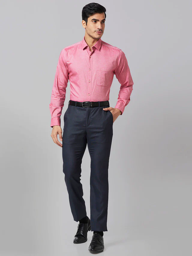 Raymond Blue Structure Slim Fit Polyester Blend Trouser - Image 6