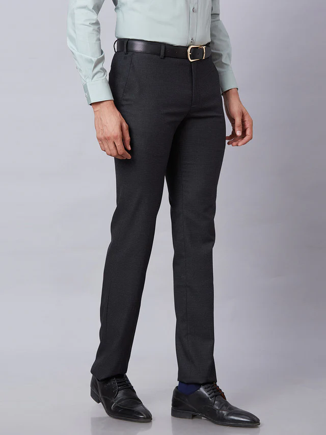 Raymond Blue Structure Slim Fit Polyester Blend Trouser - Image 2
