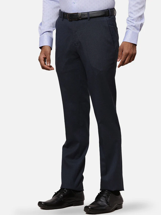 Raymond Blue Structure Slim Fit Polyester Blend Trouser - Image 3