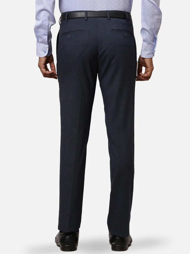 Raymond Blue Structure Slim Fit Polyester Blend Trouser - Image 4