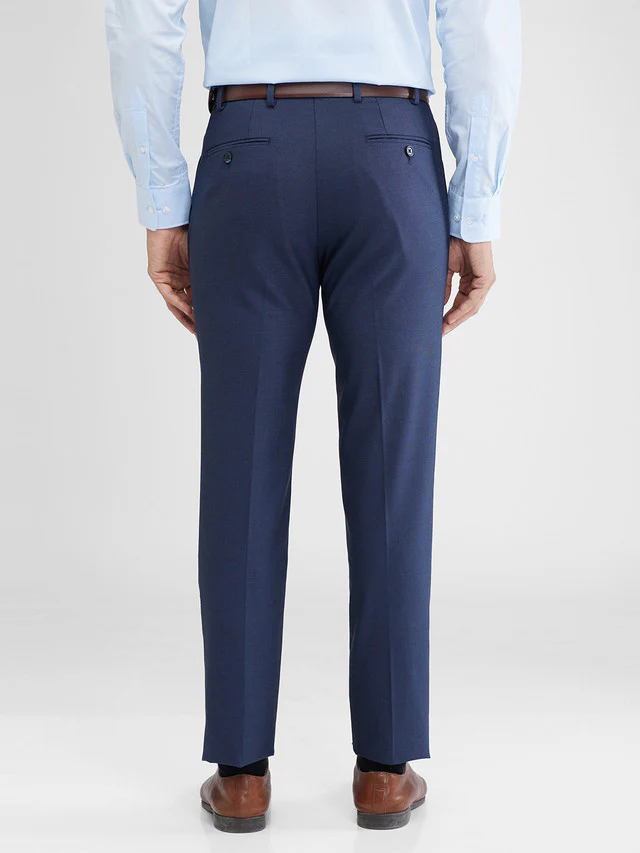 Raymond Blue Structure Slim Fit Polyester Blend Trouser - Image 4