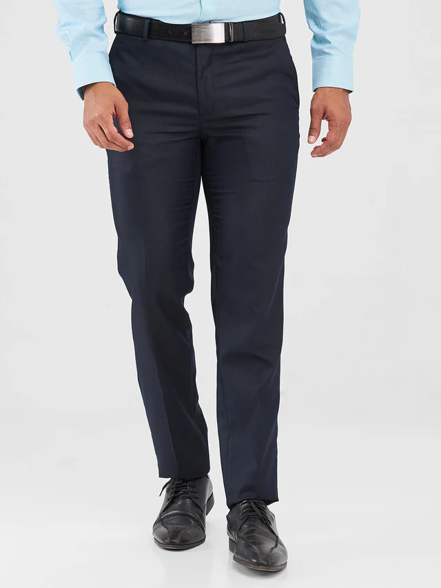 Raymond Blue Structure Slim Fit Polyester Blend Trouser