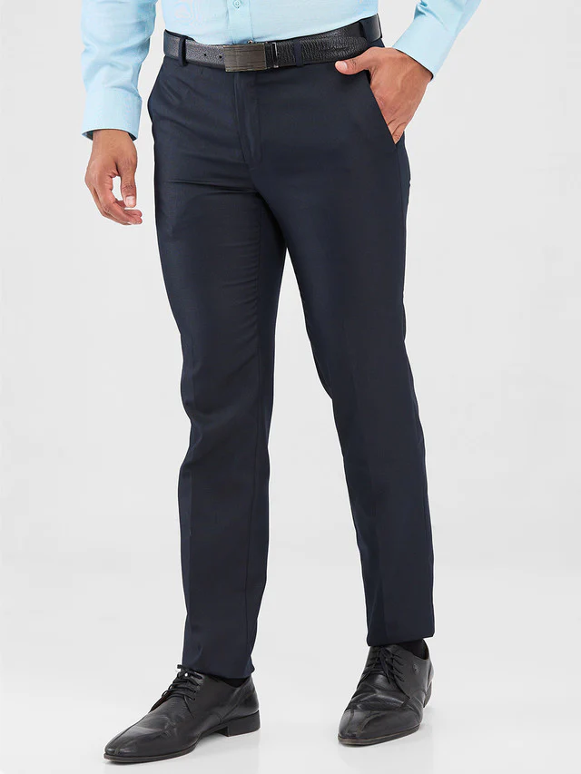 Raymond Blue Structure Slim Fit Polyester Blend Trouser - Image 3