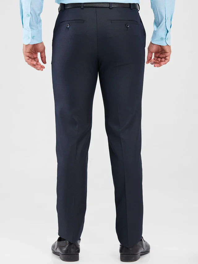 Raymond Blue Structure Slim Fit Polyester Blend Trouser - Image 4