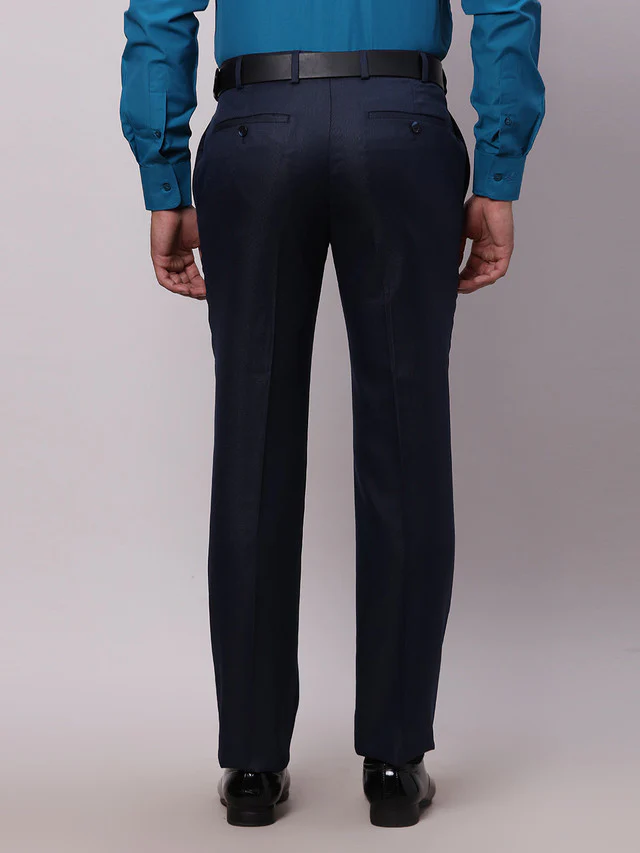 Raymond Blue Structure Slim Fit Polyester Blend Trouser - Image 4