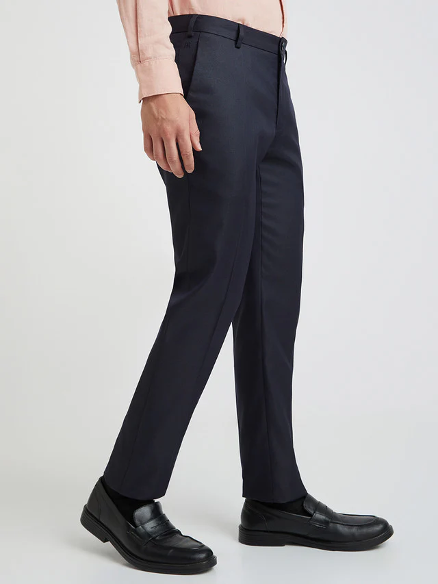 Raymond Blue Structure Slim Fit Polyester Blend Trouser - Image 2