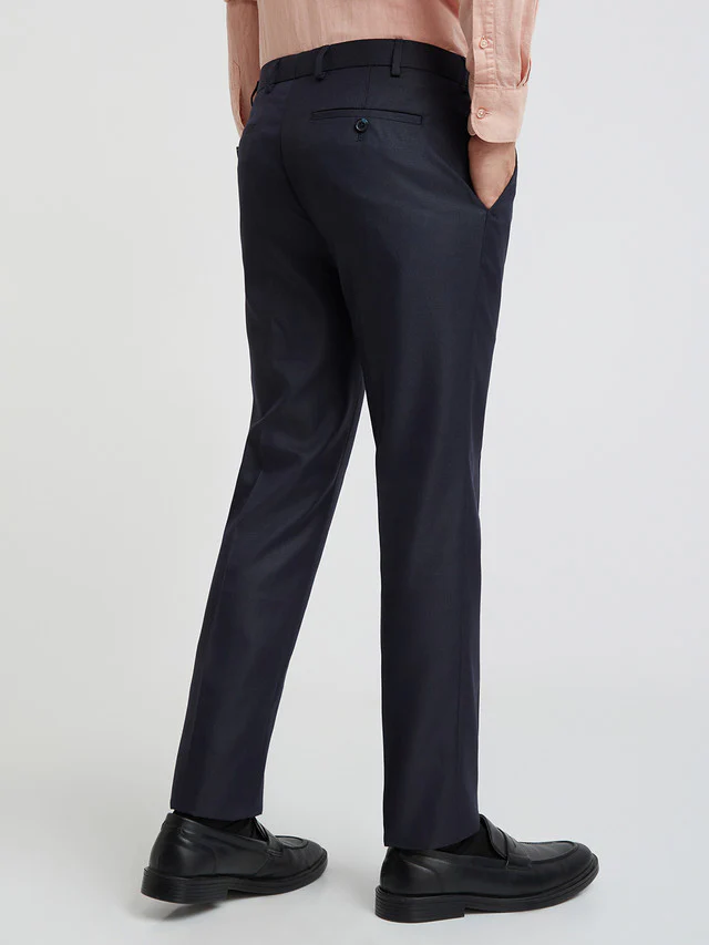 Raymond Blue Structure Slim Fit Polyester Blend Trouser - Image 5
