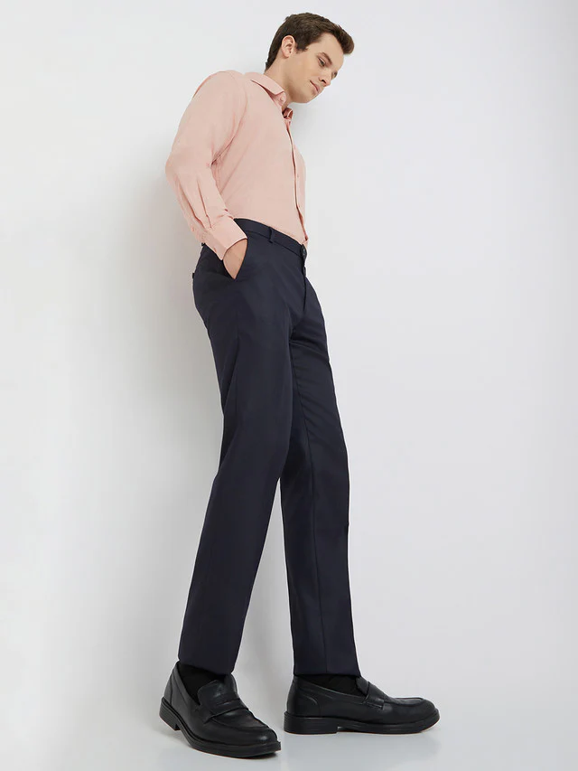 Raymond Blue Structure Slim Fit Polyester Blend Trouser - Image 6