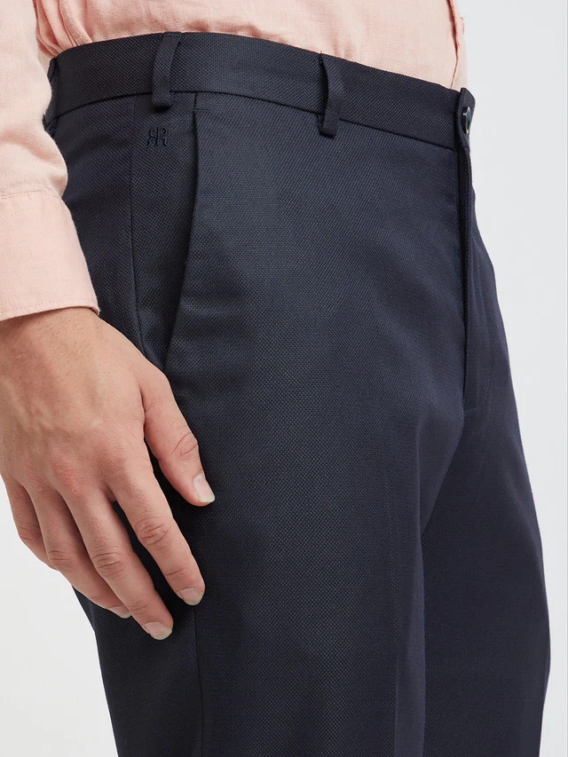 Raymond Blue Structure Slim Fit Polyester Blend Trouser - Image 7
