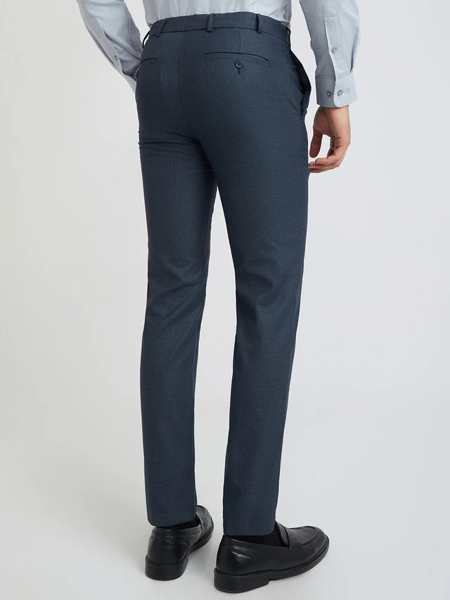 Raymond Blue Structure Slim Fit Polyester Blend Trouser - Image 5