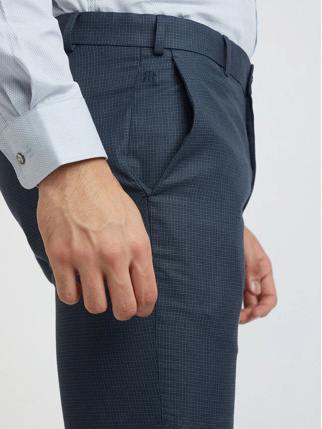 Raymond Blue Structure Slim Fit Polyester Blend Trouser - Image 7
